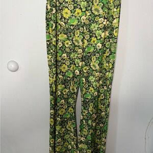 Zara Floral Green and Yellow Pants